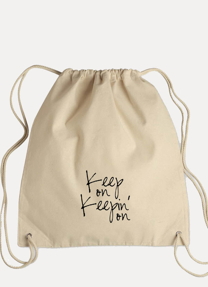 Keep On Keepin' On - Canvas Drawstring Backpack
