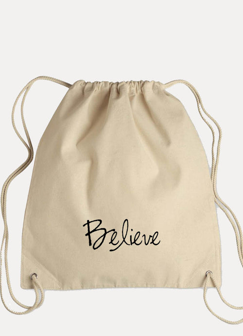 BELIEVE - Canvas Drawstring Backpack